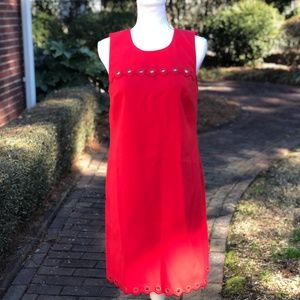 J.Crew Red Scalloped Shift Dress with Grommets